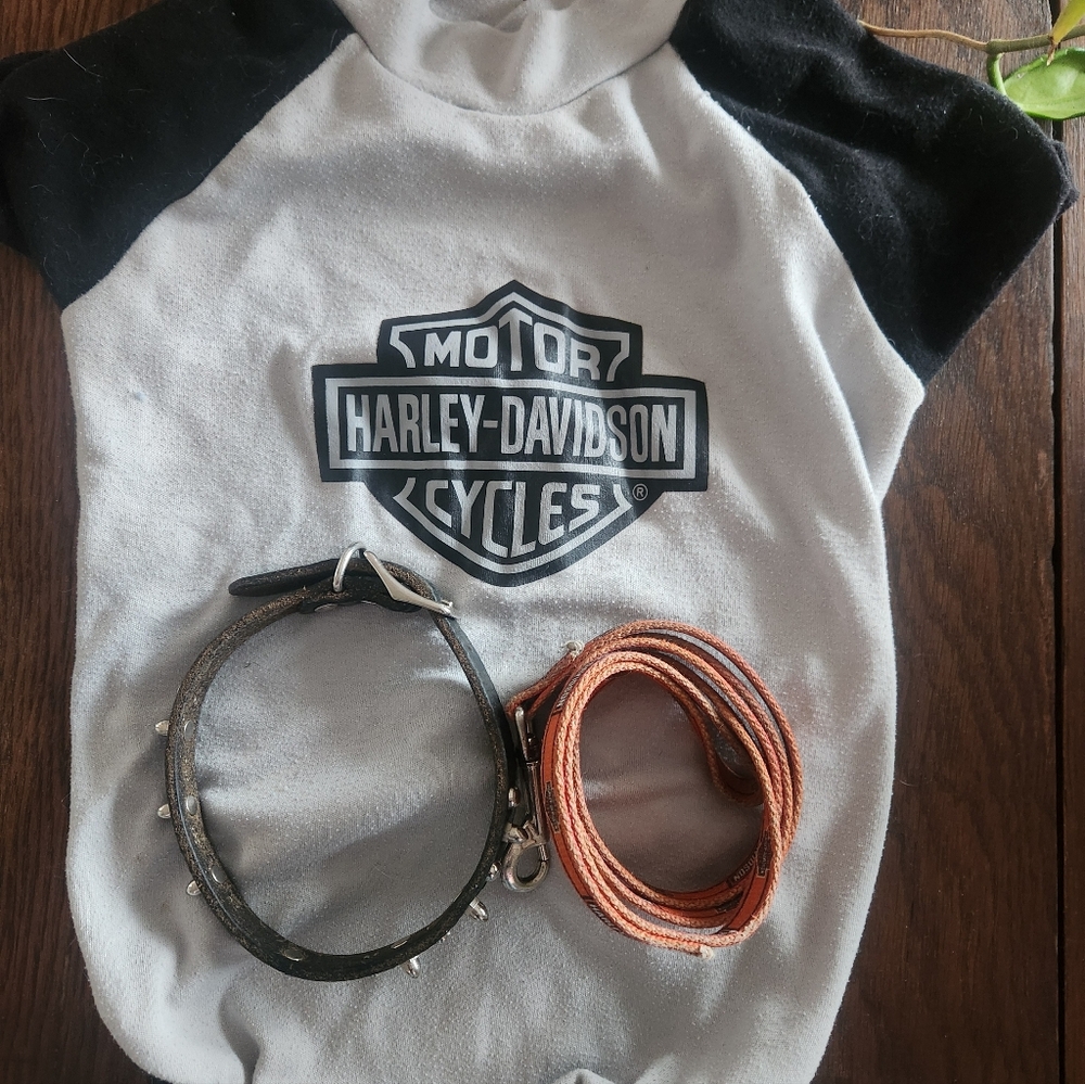 Harley-Davidson Black and Gray Dog Hoodie with Logo